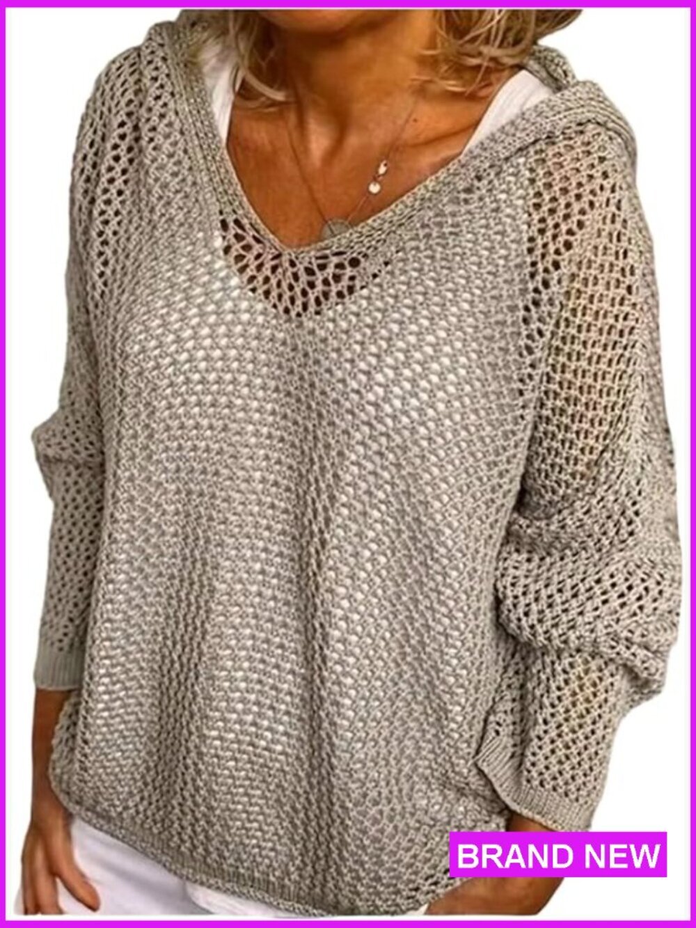 Hollow Out Crochet Beach Sweater Long Sleeve Hoodie Pullover Knitwear Cover Up